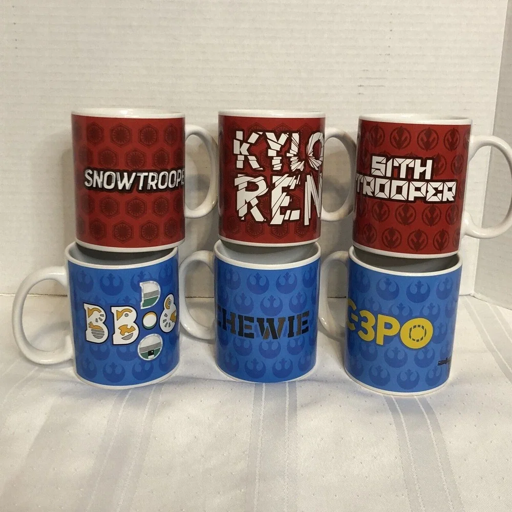 Star Wars Galerie Mugs Set of 6 C-3PO BB8 Chewbacca Kylo Ren Sith & Snow Trooper